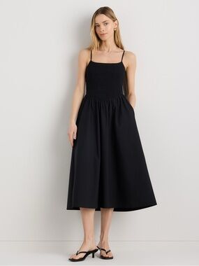 quince linen corset dress 100% European Linen Corset Midi Dress in Classic Mini Gingham